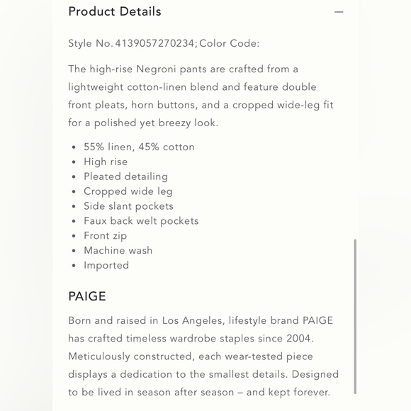 PAIGE Negroni Linen Set - Picture 8 of 9